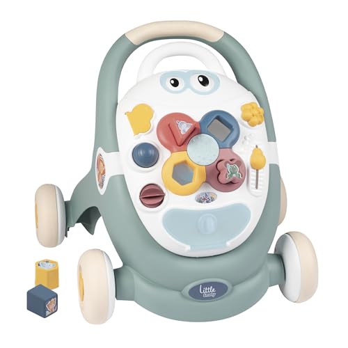 Smoby Little Trotty 3 en 1 - Trotteur Bébé - Aide à La Marche - Tablette D'Activités - Poussette - Système de Freinage - A Partir de 12 Mois - Fabrication Française