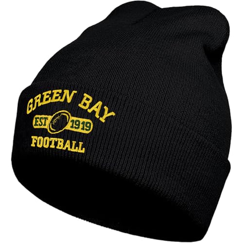 Embroidered Football Beanie Unisex Winter Cap Warm Knit Hats for Football Fan Gifts