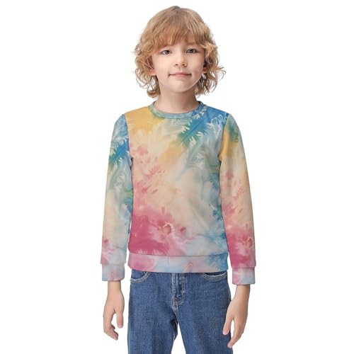 Tie-dye RainbowChildren's Casual Pullover Sweatshirt Loose Fit6-7Y