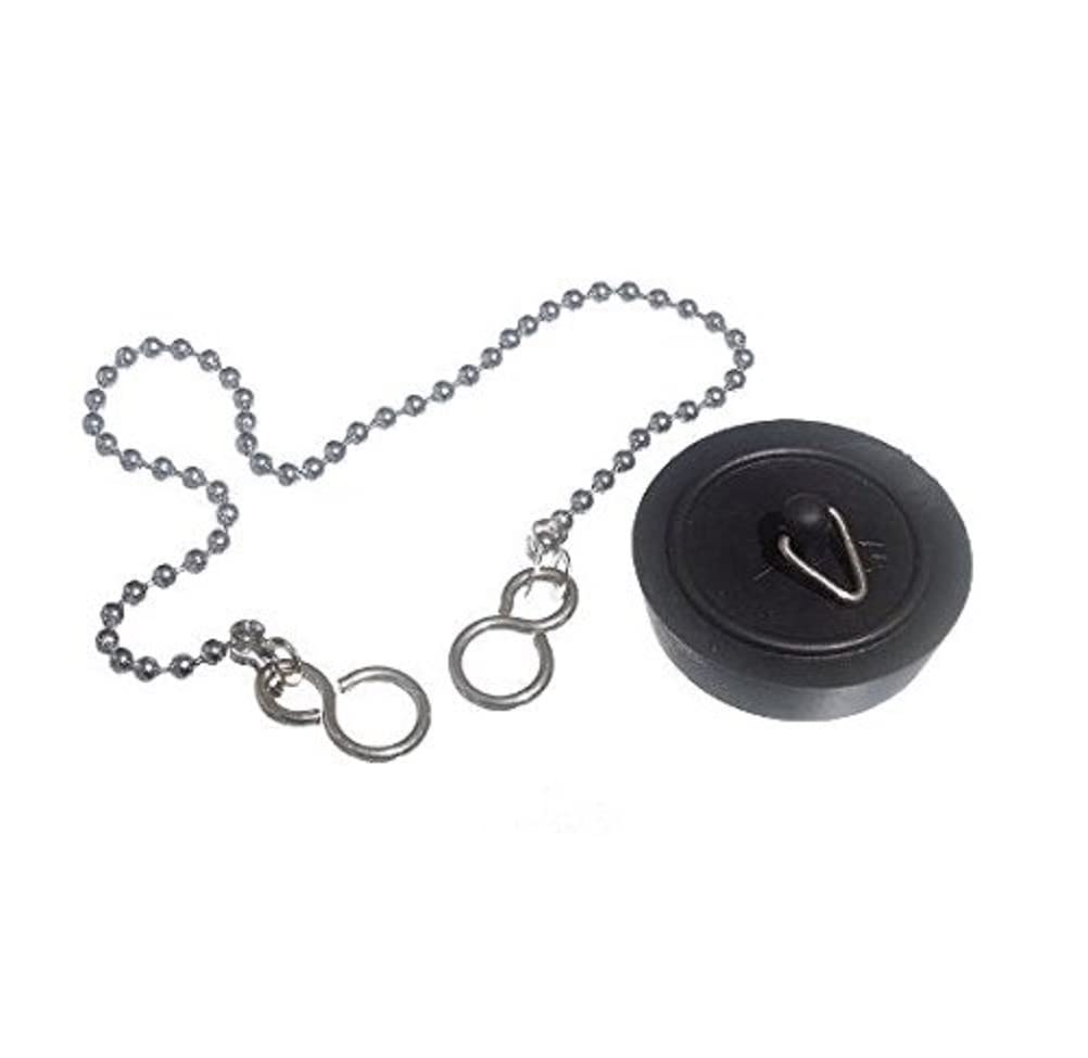 Merriway Black Bh04750 45Mm (1.3/4 Inch) Basin Bath Plug With 450Mm (18 Inch) Chrome Plated Chain And S-Hook