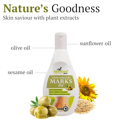 Image of Ayumcure Stretch Mark Oil (100ml) & Anti Dark Circle Serum (50ml) Combo | Skin Nourishment for Body & Eyes | For Pregnancy, Fine Lines, Dark Circles & Hydration | For Men & Women