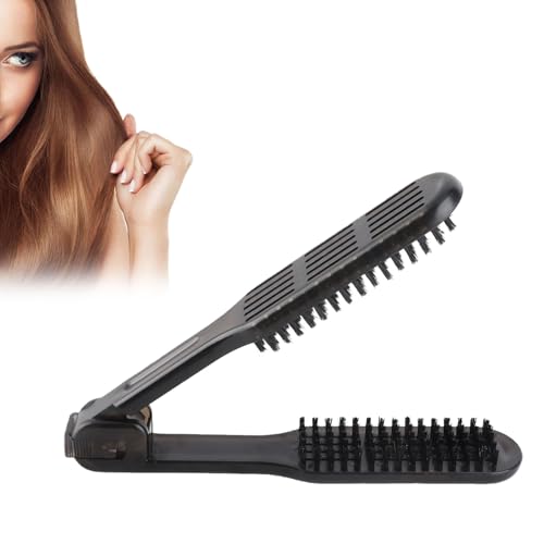 Double Sided Brush, Hair Straightening Comb, Boar Bristle Comb Anti Static Straightener Tool for Smoothing and Detangling for Curly Hair Reduces Split Ends