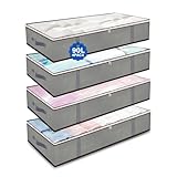 Alitree 4 St&uuml;ck 90L Unterbett Aufbewahrungsbox,Unterbettkommode Aufbewahrungstasche,unterbettkommode,mit Deckel, Faltbare Kleiderauf bewahrung stasche, f&uuml;r Bettw&auml;sche, Bettdecken und Kleidung