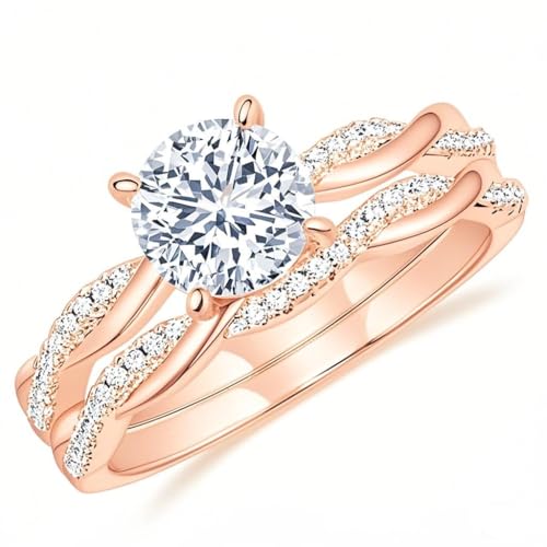 IGI CERTIFIED Personalized 10K/14K/18K Gold Lab Grown 1 to 3 ct Round Cut Cathedral Solitaire Diamond Twisting Infinity Pave Set Engagement Rings for Women D Color VVS Clarity Size 3 to 153