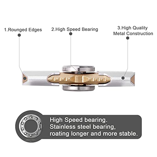 Papuka Fidget Spinner,Fidget Hand Toys Focus Finger Spinning Toy For Kid And Adults,High Speed Precision Metal Material,Anti-Anxiety Stress Relief Boredom,Desk Toys Spin (Silver) #TOP3
