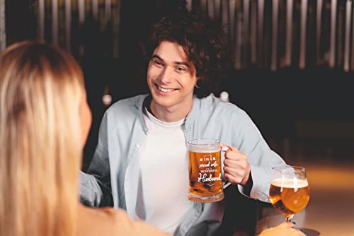 Image of TheYaYaCafe Beer Mug for Husband | Engraved Glass Mug inchProud Wife of Wonderful Husband inch | Birthday & Anniversary Gift for Husband | 357ml