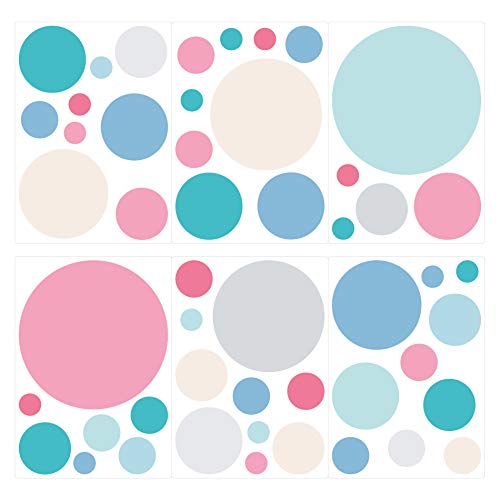 dekodinou00ae Pegatina de pared pastel círculos en colores brillantes 50 piezas set