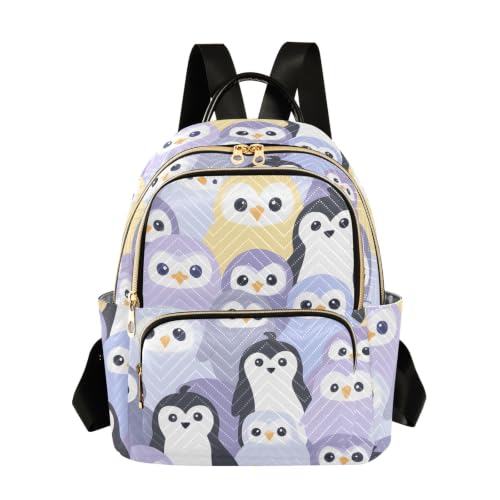 Sac à dos femme motif pingouins de dessin animé format compact M