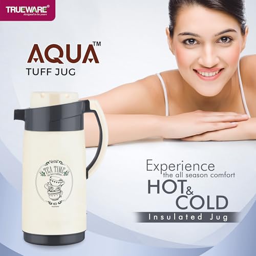 Image of Trueware Aqua Jug Insulated Flask -1500 Ml | Insulated Tea Pot Kettle Inner Steel Outer Plastic | Hot & Cold | Food Grade Plastic | Lightweight BPA-Free | Wide Mouth Design | Ideal for Office, Travel