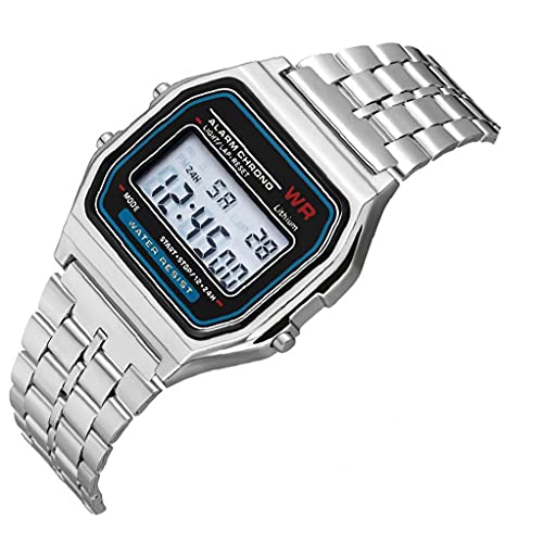 Budstfee Reloj de Pulsera Digital F91W Negocio Ajustable Reloj electrónico con Correa de Acero SmartWatch Cover