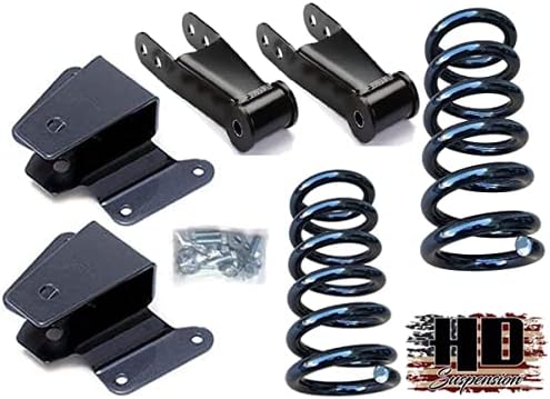 1997-2003 F150 3" Front 4" Rear Lowering Drop Coils Shackles & Hangers Kit