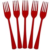 Kochorie 180 Pcs Red Plastic Forks Disposable Silverware Heavy Duty Plastic Cutlery Set...