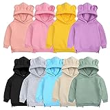 Kawaii Hoodie Baby Mädchen Junge Langarm Pullover Cute Bärenohren Kapuzenpullover Einfarbig Baumwolle Sweatshirt mit Kapuze Mode Sweatjacke Sport Pulli (Green, 12-24 Months)