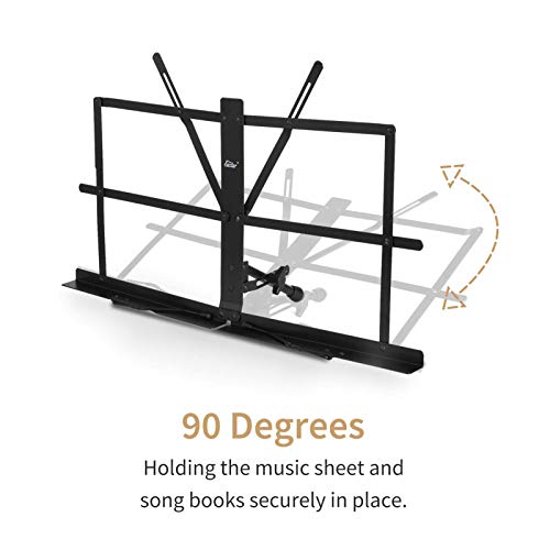 Image of Eastar ESMF-3 Tabletop Music Stand Table Top Adjustable Portable Desktop Sheet Music Stand Folding Foldable Desk Top Music Book Holder Lightweight with Carrying Bag, Black