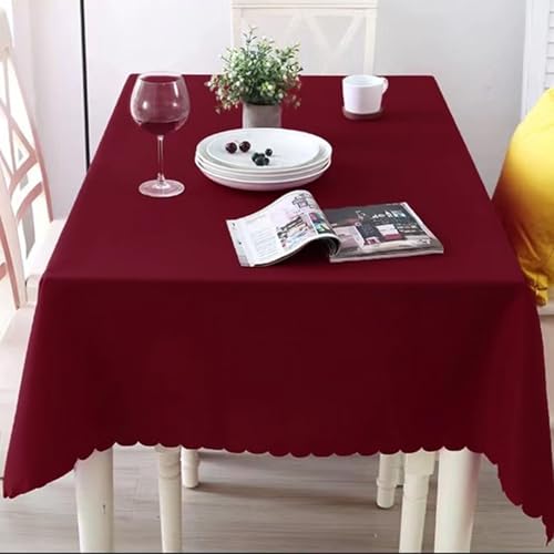 Nappe en polyester rouge vin 150x210 cm rectangulaire pour table - 3
