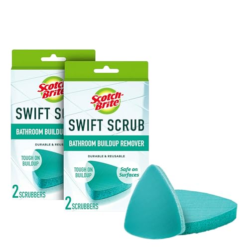Image of Scotch-Brite Swift Scrub, Bathroom Buildup, Glass Door, Shower and Bath Cleaner, Soap Scum Remover, 3X Faster Than an Eraser Pad, 2 Count (Pack of 2)