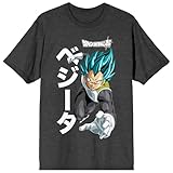 Dragon Ball Super Vegeta Kanji Men's Charcoal Heather Crew Neck Short Sleeve T-Shirt-Medium