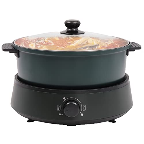 1350w Electric Hot Pot Cooker Separate Design Multifunctional Shabu Shabu Hot Pot Multi-Power Control BBQ Grill Pot for 2-5 People 4L Non-Stick for Family Friend Party