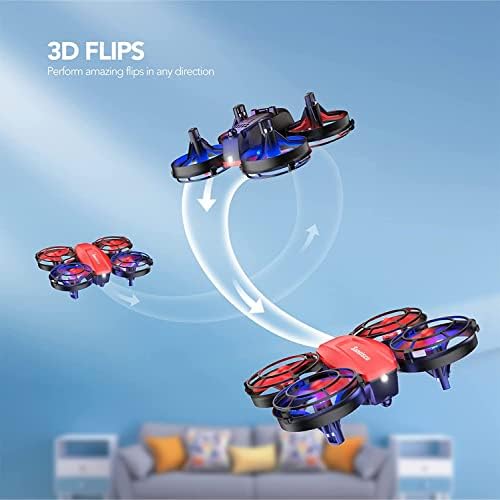 Sansisco Mini Drone for Kids, 2022 New RC Drone Toy Indoor Quadcopter with 3D Flips, Battle Mode, Circle Fly, Self-Rotating, 3 Batteries, Altitude Hold, 3 Speeds, Gift for Boys and Girls