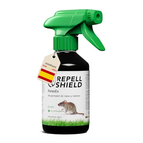 RepellShield® Repelente Ratas y Ratones - Anti Roedores Natural para Coche y Hogar -250ml- No Mancha, Uso Interior y Exterior - Aceite de Menta - Ahuyentador de Ratas Seguro para Niños y Mascotas
