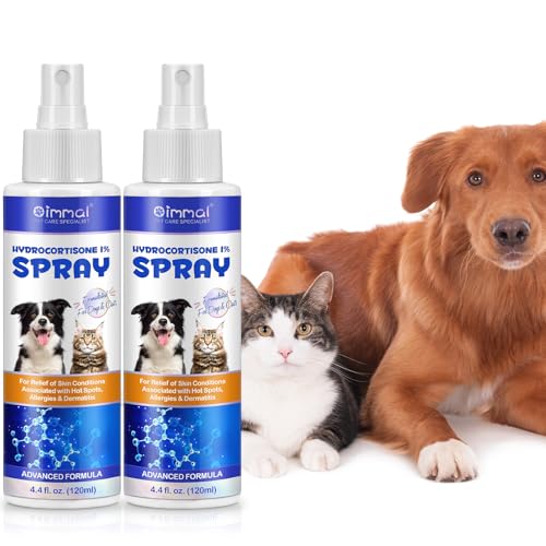 2Pack Pet Hydrocortisone Spray for Dogs, Cats, Itch Relief Spray & Hot Spot Treatment for Dogs Cats, Rapidly Alleviate Dry Itchy Skin, Skin Allergies, and Dermatitis - Reduces Topical Inflammation