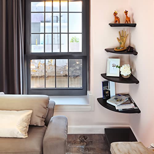 Wood Rustic Floating Corner Shelf, Wall Shelf Handmade In Europe, Brown, Perfect Storage Organizer For Bathroom, Living Room, Kitchen, And Bedroom, Sophisticated, Durable & Stylish (Brown, 9.8) #TOP5