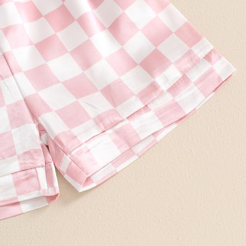 Toddler Baby Kids Satin Summer Pajamas Set Short Sleeve Button-Down Pajamas Top Pants 2Pcs Loungwear Sleepwear Pjs (H-Pink, 18-24 Months)
