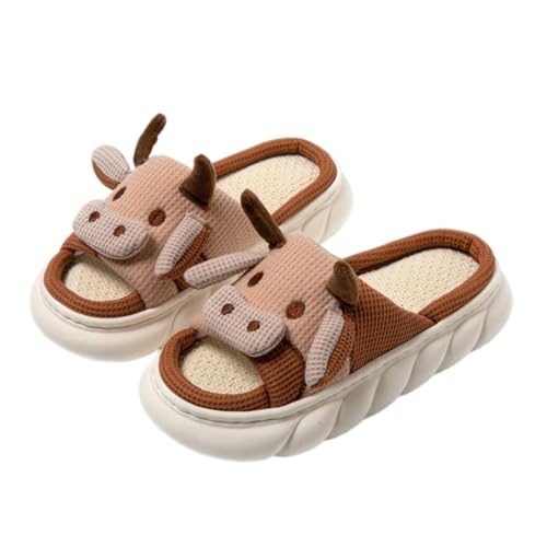 Cute Kawaii Multi Colored Cow Linen Pillow Slipper Cloud Slides Non-Slip Summer Slipper