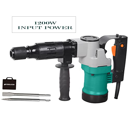 Image of Suzec Power Action Power Action Machine Demolition Breaker 1200W 220-240V, 50Hz, Impact Rate: 2900 /min and Force: 15J with SDS HEX (DB1200, Green)