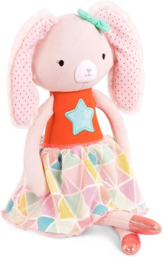 Image of B. toys Plush Bunny, Tippy Toes Becky Bunny, 15-Inch Washable Plush | Soft stuffed bunny with orange and pastel outfit for cuddles, travel, crib time, nursery, and pretend play, Plush, 18+ Months