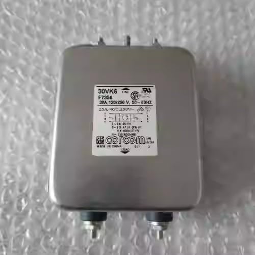 30A 120V/250V EMI Power Filter, Direct Replacement for CORCOM 30VK6 F7358, Heavy-Duty Noise Suppressor for Industrial Machinery, Power Supplies & Medical Equipment