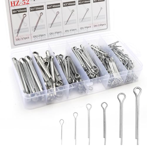 APOMOONS 350 Pcs Cotter Pins Assortmen Stainless Steel Split Pins Assorted Clip Key Fastener Fitting Panel Pins Kit Panel Pins Kit for Automotive, Mechanics, Car Garage, Workshop Repair