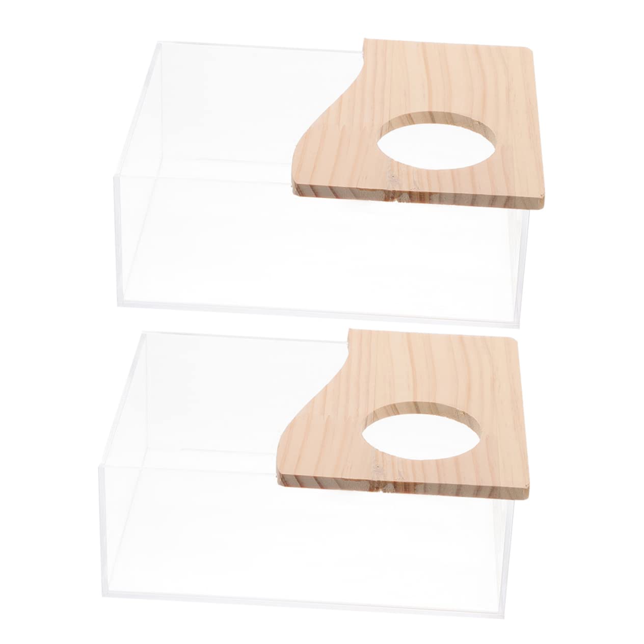 IMIKEYA Transparente Chinchilla Badewannen aus Acryl und Holz 2 Stück Leicht und Sicher für Empfindliche Kleintiere zum Baden und Spielen zu Hause