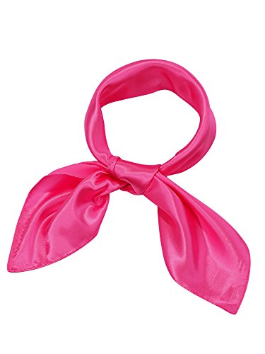 SATINIOR Chiffon Scarf Square Neck Scarf Handkerchief Retro Satin Ribbon Neckerchief for Women(27.56 x 27.56 Inches,Dark Rosy)