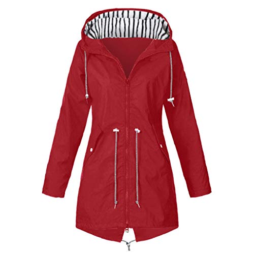 LUCKYCAT Chaqueta para Lluvia sólida para Mujer Chaquetas para Exterior Chubasquero Impermeable...