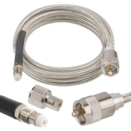 MOOKEERF CB Coax Cable 3ft,Low Loss RG8X Stranded Core CB Antenna Cable with PL-259 and FME/PL259 Male Connector - 3 Foot