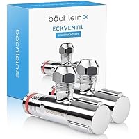 Bächlein Universal Eckventil selbstdichtend [2er Set], 1/2 Zoll Eckregulierventil für Kalt- und Warmwasserleitungen mit klassischem Schraubverschluss