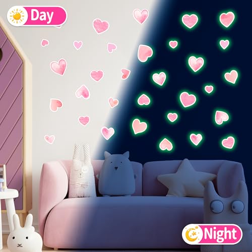 42 adhesivos de vinilo en forma de corazón rosa para pared miniatura 3
