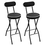 HIJNXG Juego de 2 taburetes de bar plegables con respaldo y cierre de seguridad, mostrador y exterior