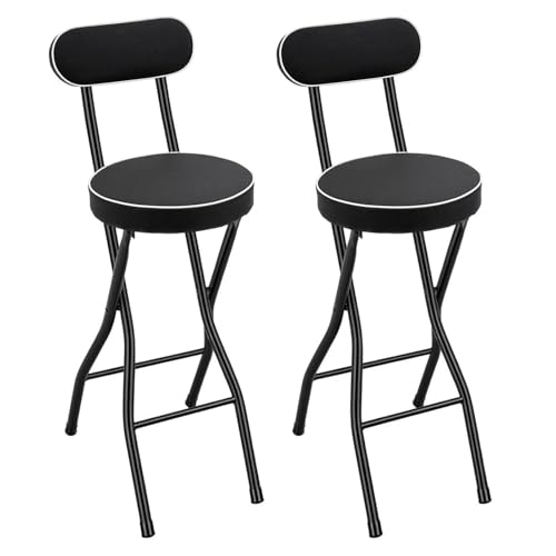HIJNXG Juego de 2 taburetes de bar plegables con respaldo y cierre de seguridad, 65 cm de alto, para bar, mostrador y exterior