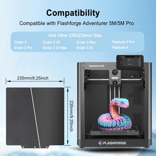 Image of 235x235mm Double-Sided PEI Build Plate for Adventurer AD5X /5M /5M Pro, Black Smooth & Textured Flexible Spring Steel Plate, PLA PLA+ TPU Low Temp Printing Bed