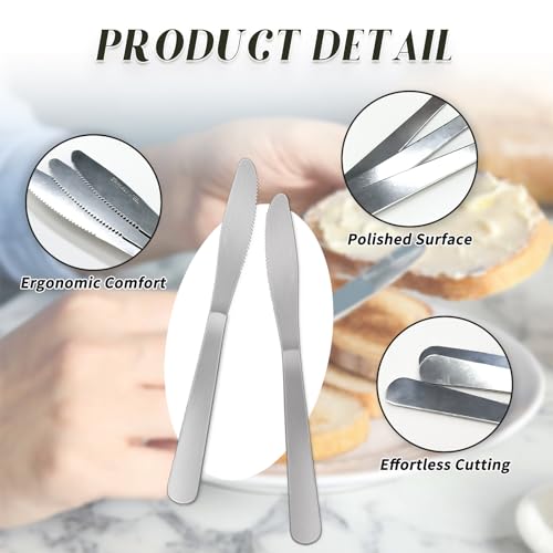 Ayearparty 150 Pcs 8.3 Inches Stainless Steel Dinner Knives Spreader Knives Silverware Silver Butter Knife for Steak Table Home Kitchen Restaurant