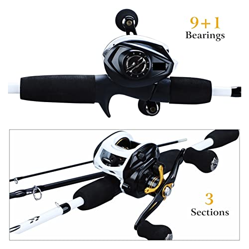 VISSERVAKEN ACCESSOCIOEN 3 secties 17 5 cm Lure visstaaf en 9+ 1BB Baitcasting Reel Lure Rod Combo Travel Fishing Sets koordspoel (Bundles : Right Hand, Color : A) - Image 4
