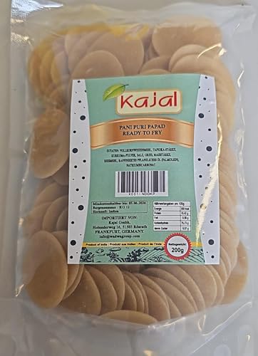Kajal Pani Puri Golgappa zum Braten mit Masala Fresh Papad, hygienisch und lecker, fertig zum Braten (1 x 200 g)