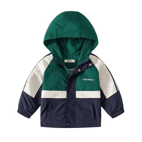 Image of Volunboy Toddler Boys Windbreaker Casual Outerwear Kids Lightweight Zip Hooded Jacket Baby Cute Dust Coat