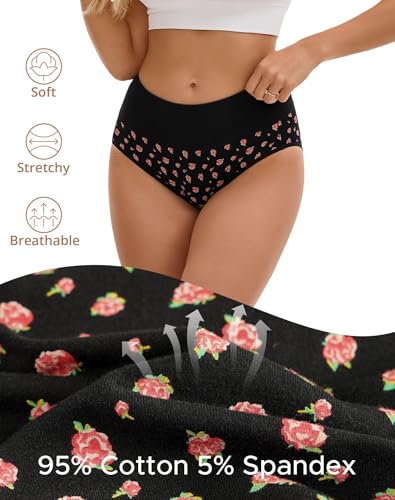 Image of Innersy Women's 5 Pack High Waist Tummy Control Solid Color Cotton Briefs Panties