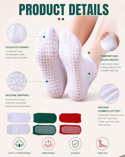 Image of Chuarry 60 Pairs Cotton Yoga Socks Non Slip Skid Sticky Socks for Women Elderly Hospital Pilates Ballet Barre
