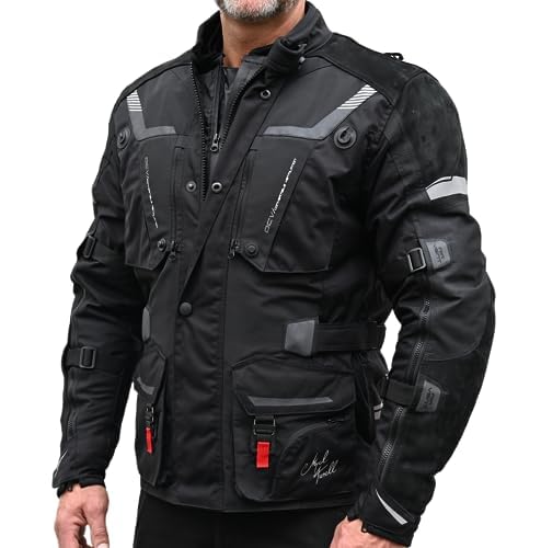 Mycl Turell TransAlpin HighPro 2in1 Motorradjacke Herren mit Protektoren - All Season Motorrad Jacke - Fidlock Magnetverschluss - CE AA Sympatex wasserdicht - Sicher & Komfortabel (L, Schwarz)