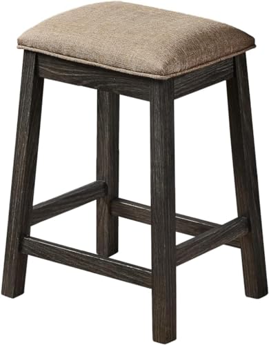Set de 2 Butacos sin Respaldo de 24 pulgadas - Gris, Patas de Madera, Asiento de Tela miniatura 2