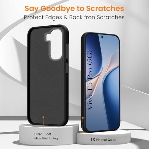 Image of Jkobi Rubberised Back Cover Case for Vivo T5 Pro 5G (Textured Grip Design | Camera Protection | Slim and Light Weight | Soft Touch and Feel)